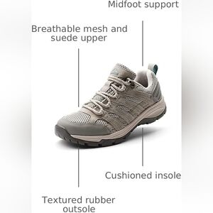 Women's Nortiv 8 Gray Mesh Hiking Sneakers, 6